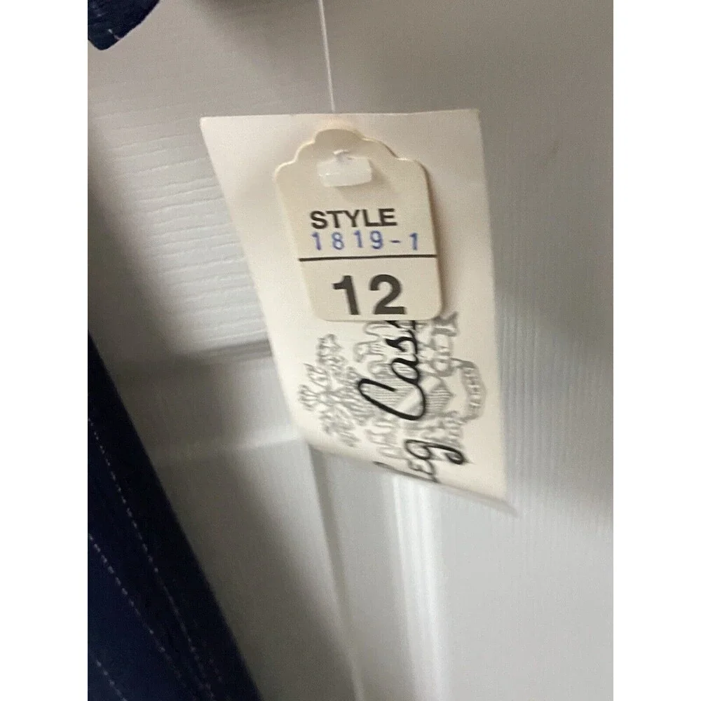 Oleg Cassini Womens Size 12 Striped Double Breasted Striped Blue Pant Suit nwt - Picture 7 of 11